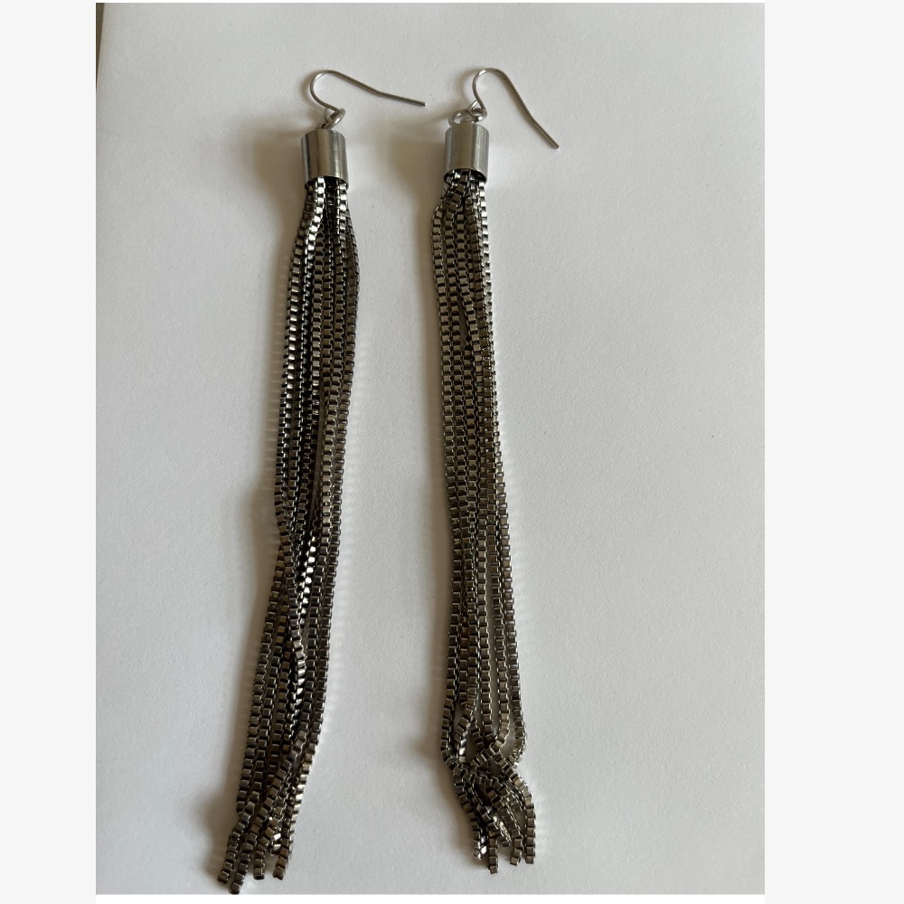 Long Silver Dangly Earrings